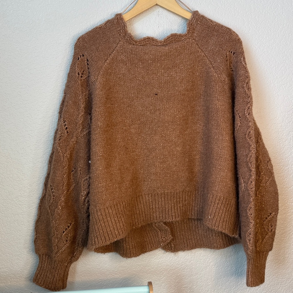 Love Riche Button Down Knit Sweater Embellished Brown size Large - Picture 9 of 11